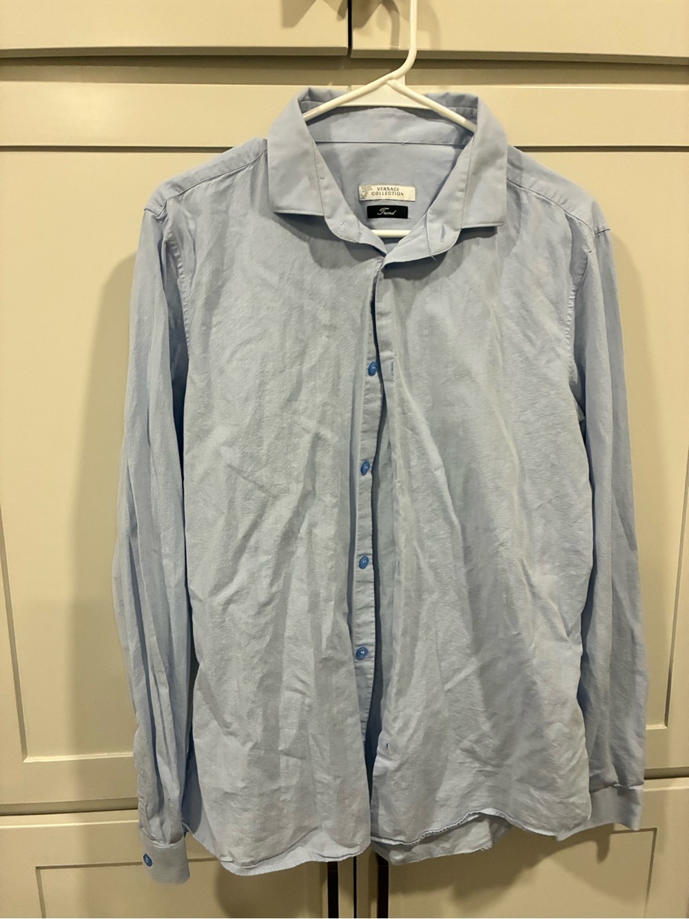 Versace Men's Light Blue Dress Shirt - Classic Collar 41